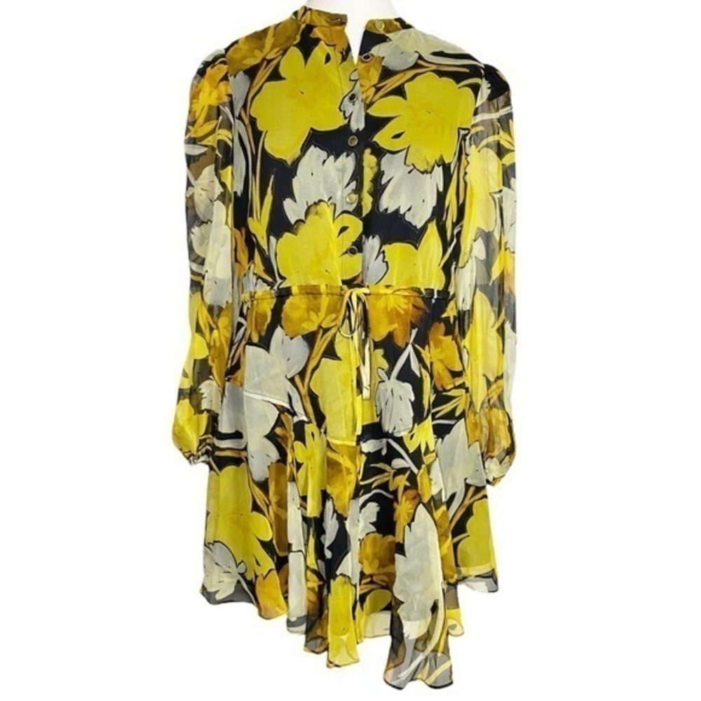 MILLY Reina Paper Peony Chiffon Dress